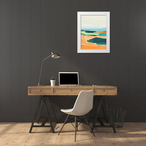 Aqua and Orange II White Modern Wood Framed Art Print by Warren, Annie