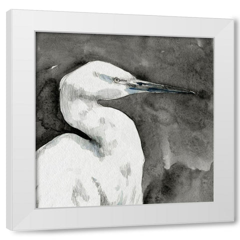 Solemn Egret I White Modern Wood Framed Art Print by Caroline, Emma