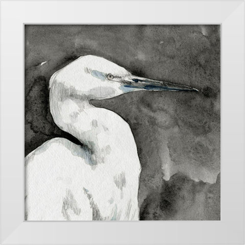 Solemn Egret I White Modern Wood Framed Art Print by Caroline, Emma