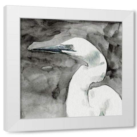 Solemn Egret II White Modern Wood Framed Art Print by Caroline, Emma