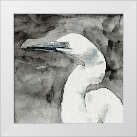 Solemn Egret II White Modern Wood Framed Art Print by Caroline, Emma