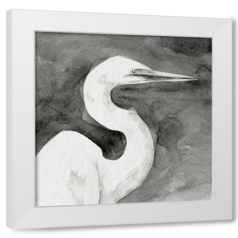 Solemn Egret III White Modern Wood Framed Art Print by Caroline, Emma