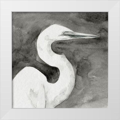 Solemn Egret III White Modern Wood Framed Art Print by Caroline, Emma