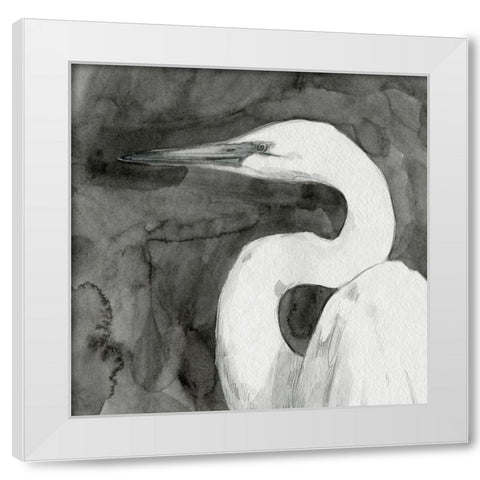 Solemn Egret IV White Modern Wood Framed Art Print by Caroline, Emma
