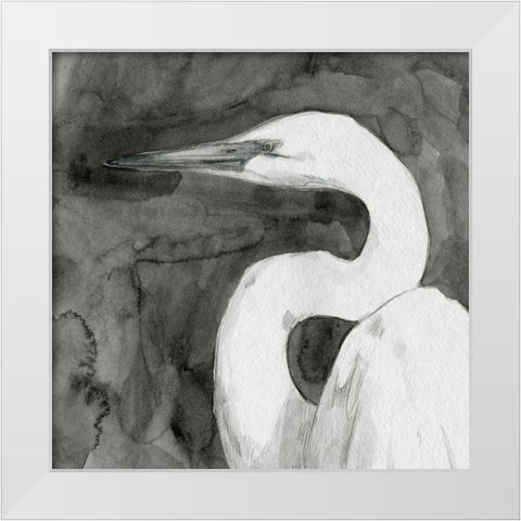 Solemn Egret IV White Modern Wood Framed Art Print by Caroline, Emma