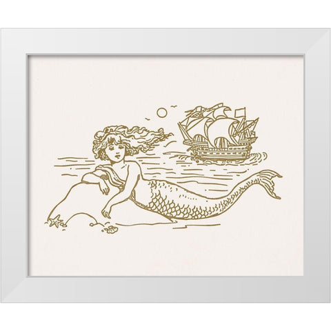 Sunning Mermaid II White Modern Wood Framed Art Print by Barnes, Victoria