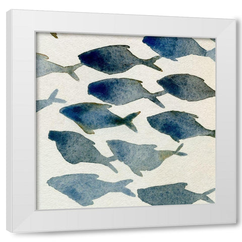 Fish Friends III White Modern Wood Framed Art Print by Caroline, Emma