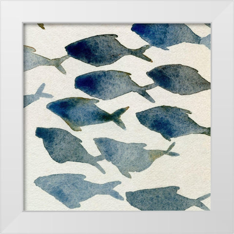 Fish Friends III White Modern Wood Framed Art Print by Caroline, Emma
