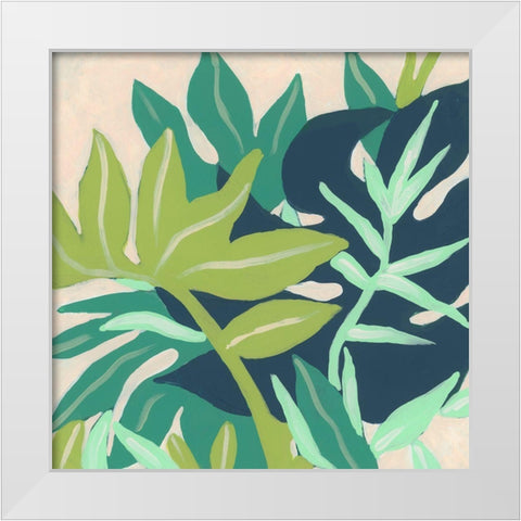Island Fronds I White Modern Wood Framed Art Print by Vess, June Erica
