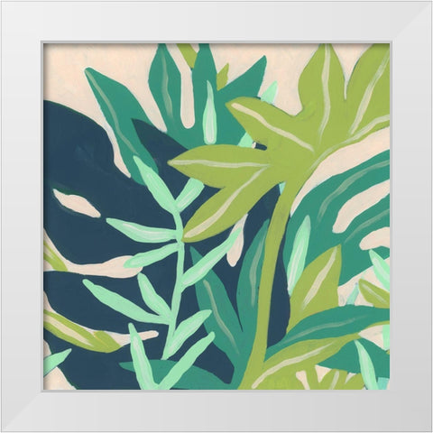 Island Fronds II White Modern Wood Framed Art Print by Vess, June Erica