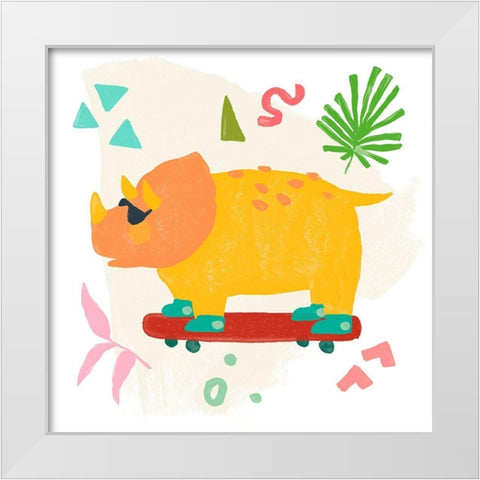 Rollin Dino III White Modern Wood Framed Art Print by Vess, June Erica