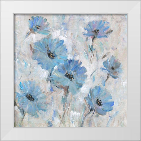 Mix Blue Flowers I White Modern Wood Framed Art Print by OToole, Tim