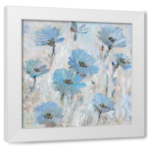 Mix Blue Flowers II White Modern Wood Framed Art Print by OToole, Tim