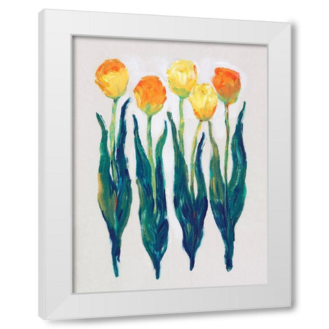 Tulips in a Row I White Modern Wood Framed Art Print by OToole, Tim