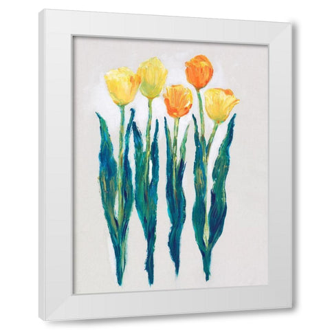 Tulips in a Row II White Modern Wood Framed Art Print by OToole, Tim