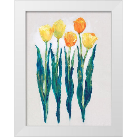 Tulips in a Row II White Modern Wood Framed Art Print by OToole, Tim