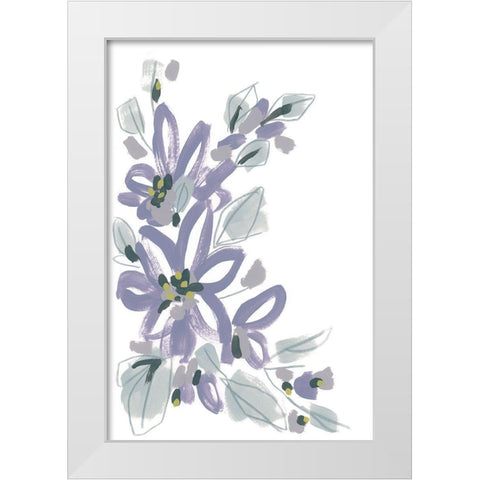 Periwinkle Patch I White Modern Wood Framed Art Print by Vess, June Erica
