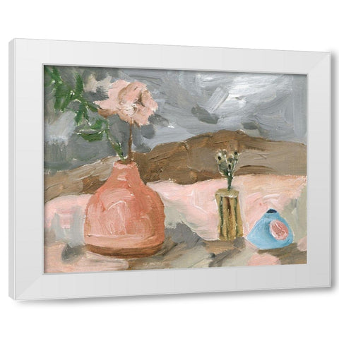 Vase of Pink Flowers I White Modern Wood Framed Art Print by Wang, Melissa