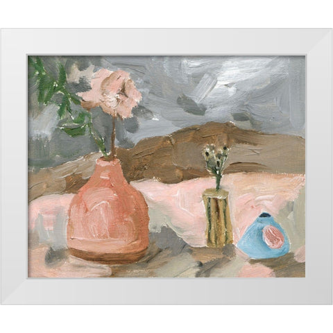 Vase of Pink Flowers I White Modern Wood Framed Art Print by Wang, Melissa