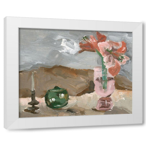 Vase of Pink Flowers II White Modern Wood Framed Art Print by Wang, Melissa