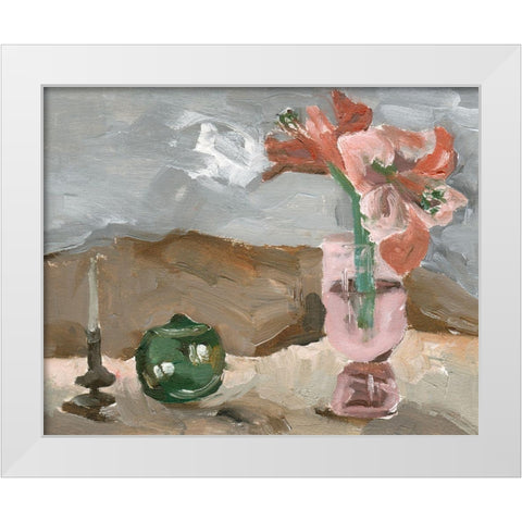 Vase of Pink Flowers II White Modern Wood Framed Art Print by Wang, Melissa