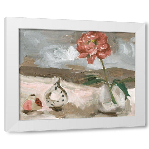 Vase of Pink Flowers IV White Modern Wood Framed Art Print by Wang, Melissa