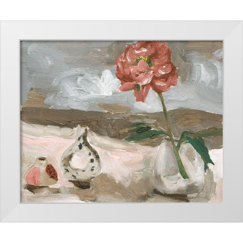 Vase of Pink Flowers IV White Modern Wood Framed Art Print by Wang, Melissa