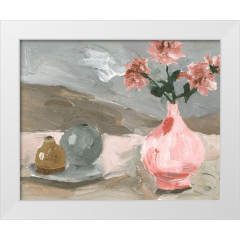 Vase of Pink Flowers VI White Modern Wood Framed Art Print by Wang, Melissa