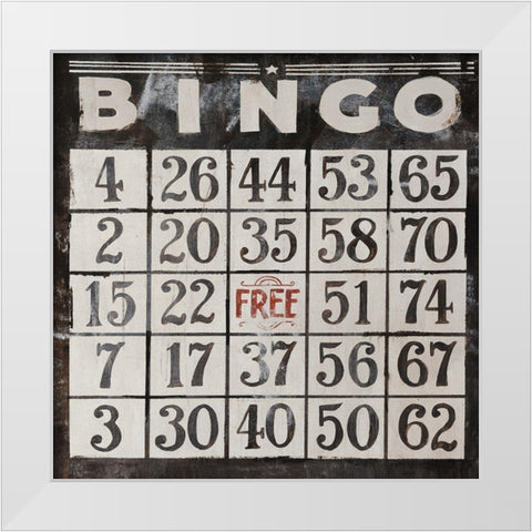 Bingo White Modern Wood Framed Art Print by Rabo, Clayton