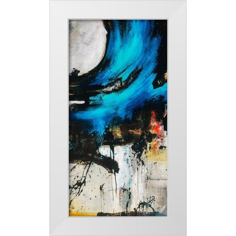 Turquoise Splash II White Modern Wood Framed Art Print by Drotar, Rikki