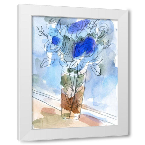 Bunch of Blue Flowers I White Modern Wood Framed Art Print by Wang, Melissa