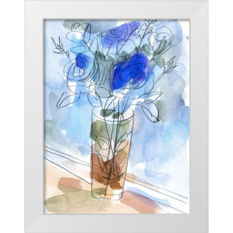 Bunch of Blue Flowers I White Modern Wood Framed Art Print by Wang, Melissa