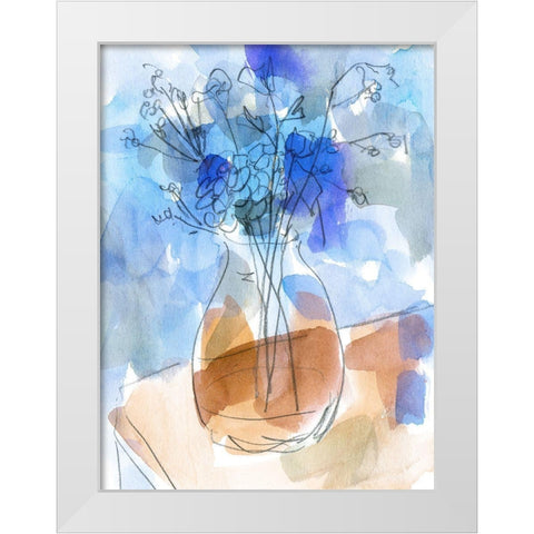 Bunch of Blue Flowers II White Modern Wood Framed Art Print by Wang, Melissa