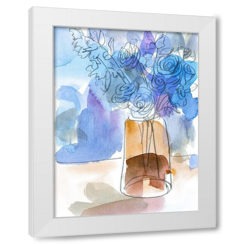 Bunch of Blue Flowers III White Modern Wood Framed Art Print by Wang, Melissa