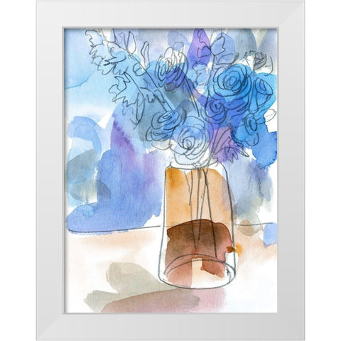 Bunch of Blue Flowers III White Modern Wood Framed Art Print by Wang, Melissa