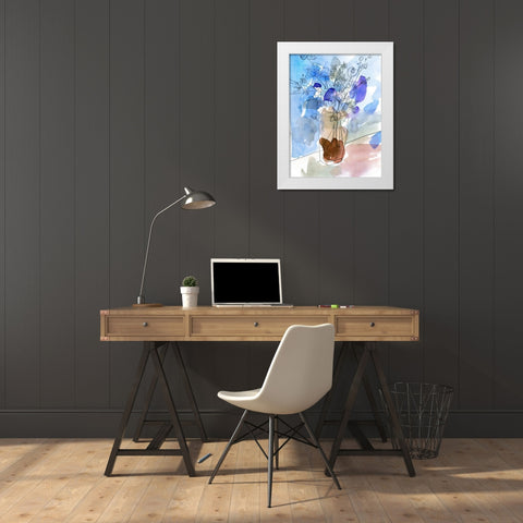 Bunch of Blue Flowers IV White Modern Wood Framed Art Print by Wang, Melissa