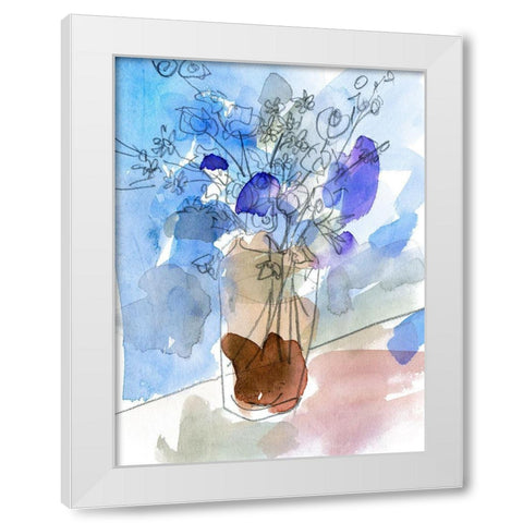 Bunch of Blue Flowers IV White Modern Wood Framed Art Print by Wang, Melissa