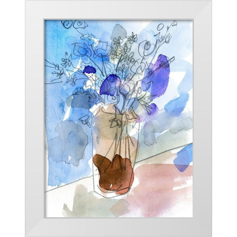 Bunch of Blue Flowers IV White Modern Wood Framed Art Print by Wang, Melissa