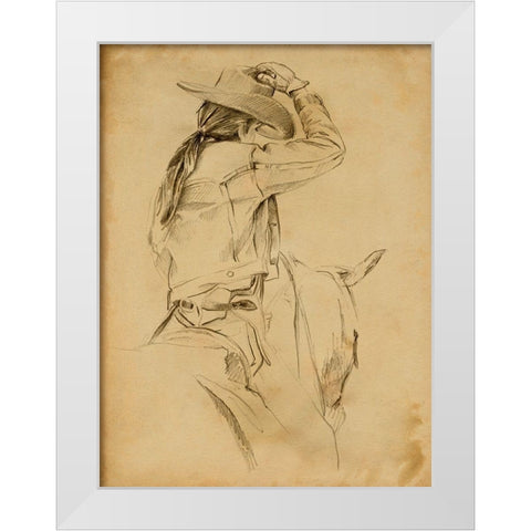 Cowgirl on Horseback II White Modern Wood Framed Art Print by Parker, Jennifer Paxton