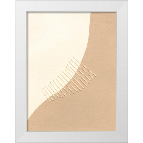 Custom Neutral Stitches I White Modern Wood Framed Art Print by Moore, Regina