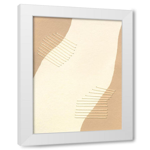 Custom Neutral Stitches II White Modern Wood Framed Art Print by Moore, Regina