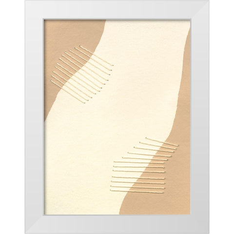 Custom Neutral Stitches II White Modern Wood Framed Art Print by Moore, Regina