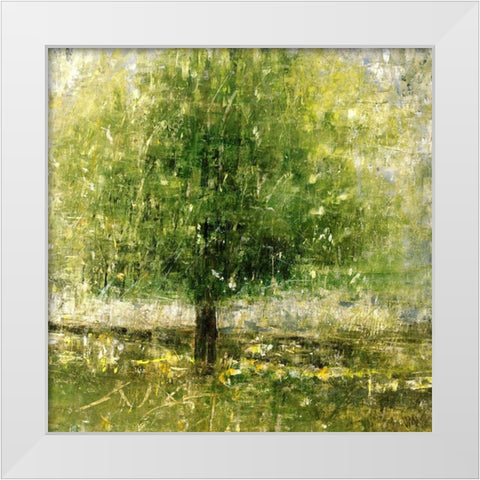 Green Lit Tree White Modern Wood Framed Art Print by Maas, Jodi