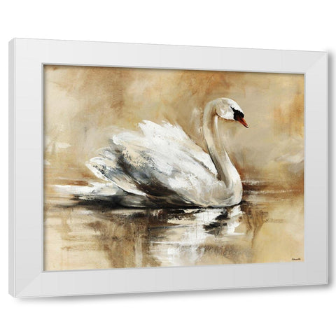 Swan Lake White Modern Wood Framed Art Print by Edmunds, Sydney