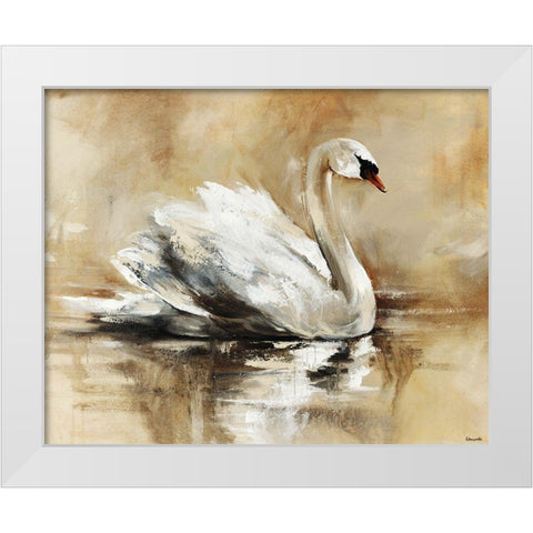Swan Lake White Modern Wood Framed Art Print by Edmunds, Sydney