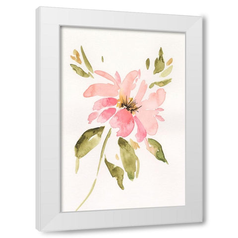 One Pink Bloom I White Modern Wood Framed Art Print by Moore, Regina