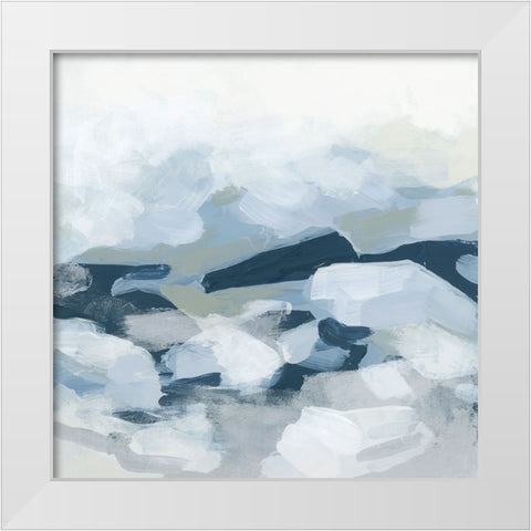 Blue Valley Impression I White Modern Wood Framed Art Print by Vess, June Erica
