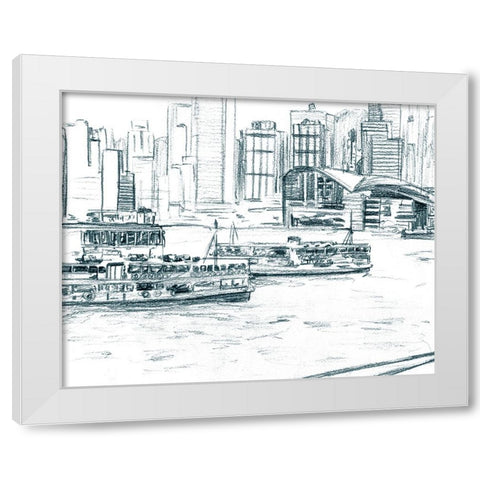 Ferryboats I White Modern Wood Framed Art Print by Wang, Melissa
