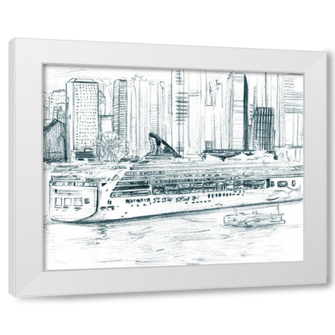 Ferryboats II White Modern Wood Framed Art Print by Wang, Melissa