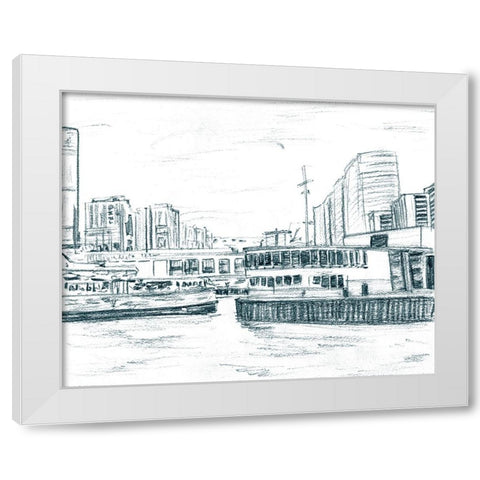 Ferryboats III White Modern Wood Framed Art Print by Wang, Melissa